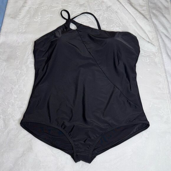 Plus Size Lands' End UPF 50 Tummy Control One Shoulder One-Piece Swims Size 3X - Picture 6 of 10
